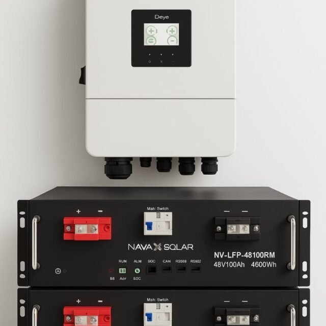 8kw deye hybrid inverter + 2 x 4.8kwh nava lithium batteries